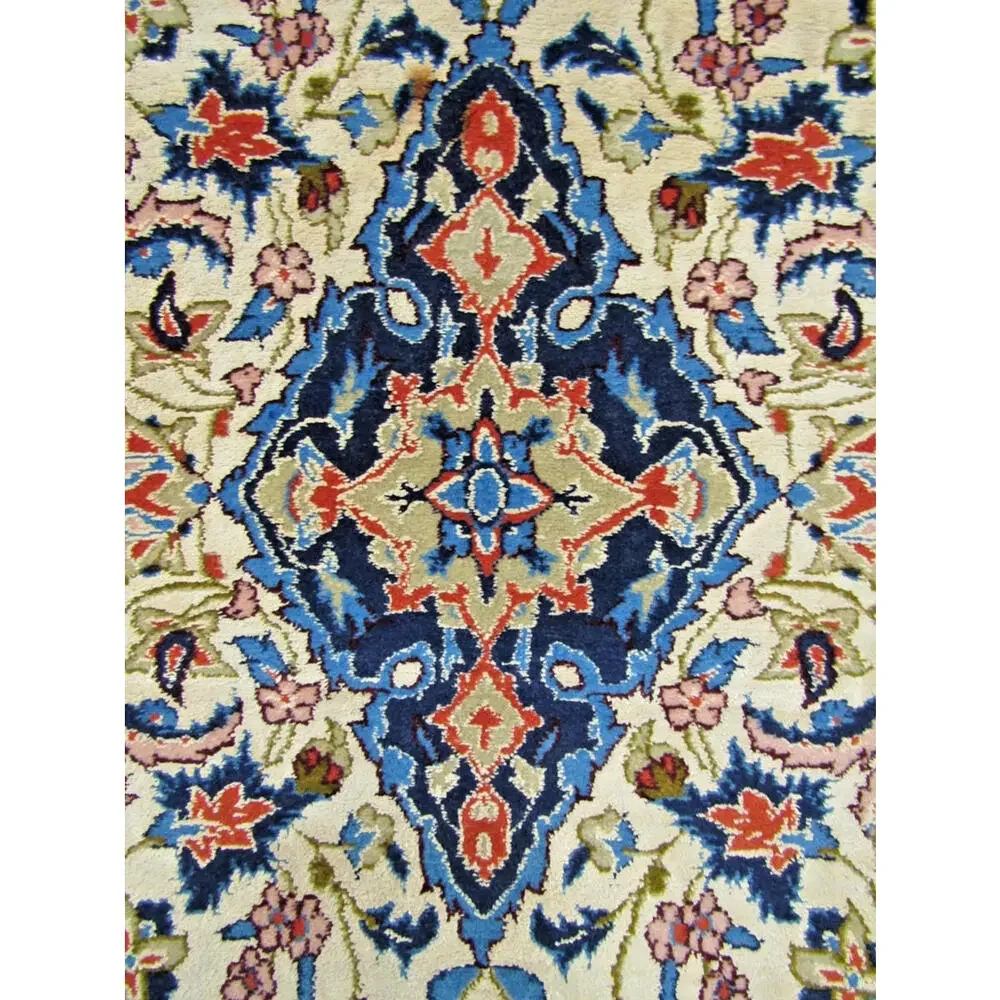 Antique Hand Knotted Rug Floral Pattern with Central Medallion 29 x 19